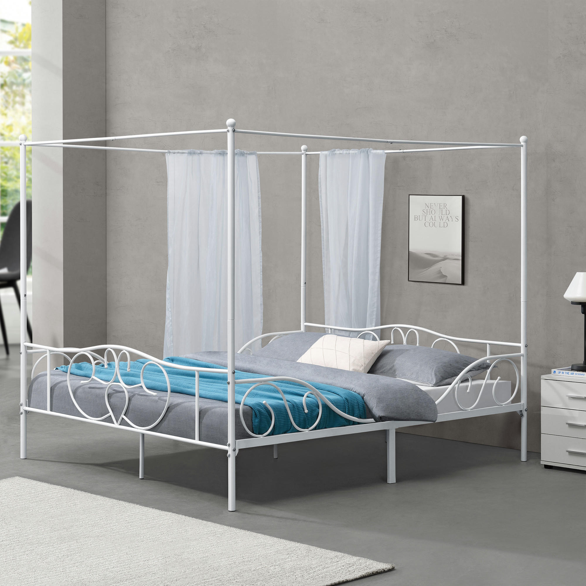 Thumbnail - [en.casa] Himmelbett, Weiß, Metall, 180x200 cm, Schlafzimmer, Betten