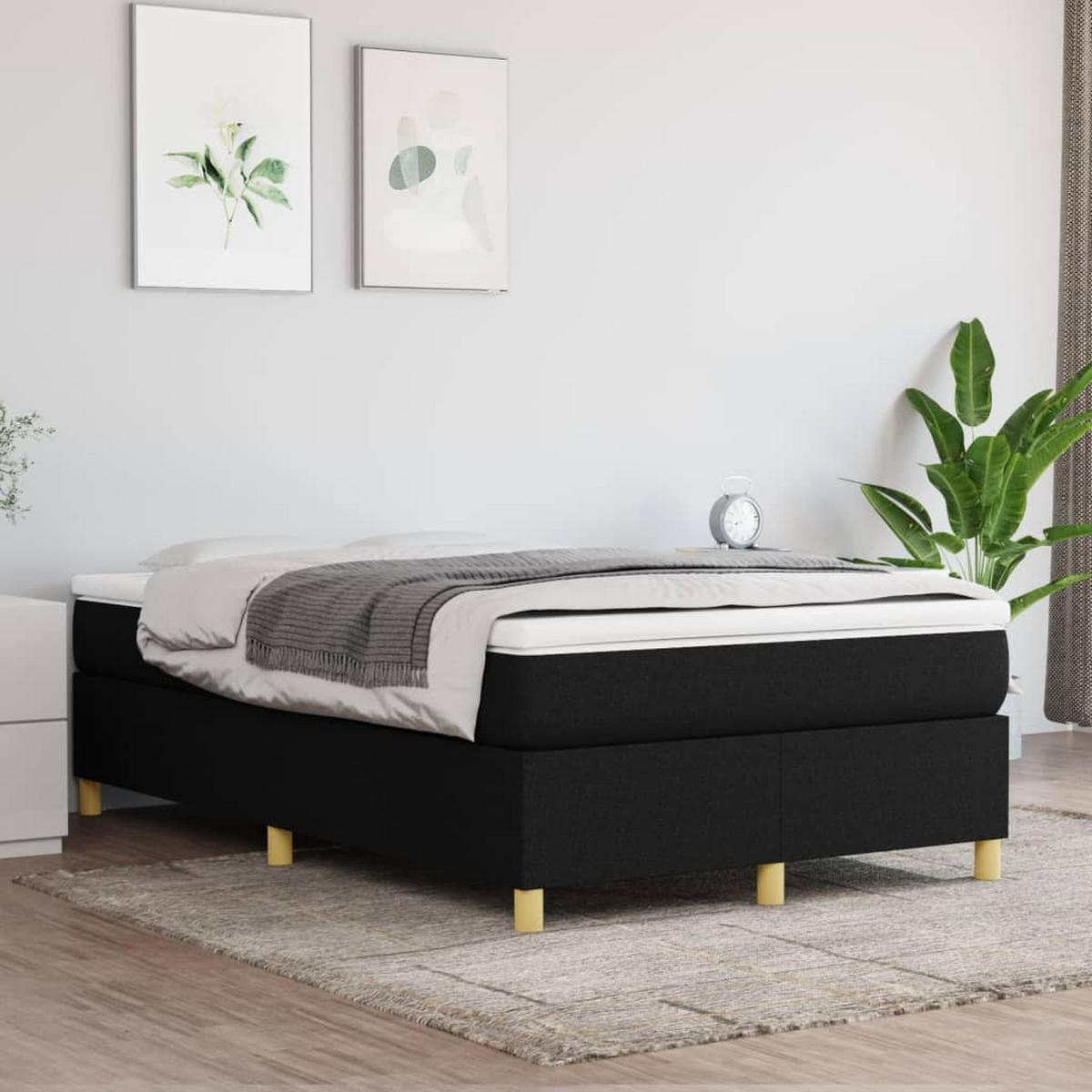 POLSTERBETT Raber 120/203 cm - Schwarz, Holzwerkstoff (120/200cm) - Nettlife