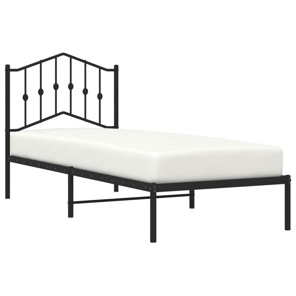 BETTGESTELL Mit Kopfteil Metall Schwarz 80/200 Cm - Schwarz, Metall (80/200cm) - vidaXL