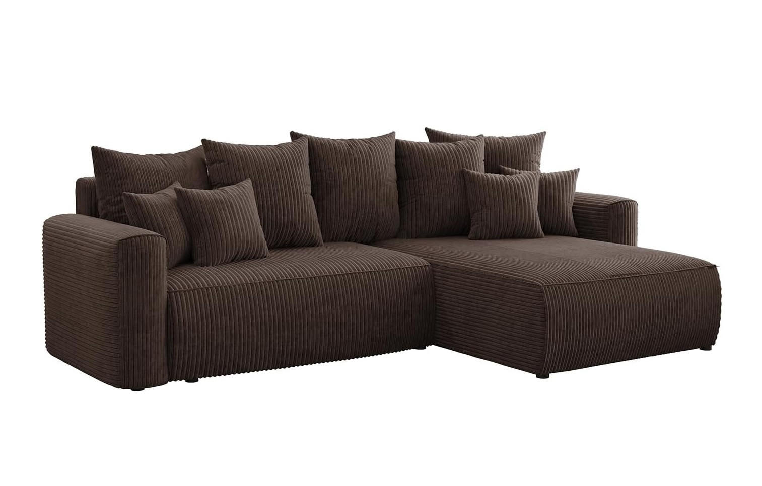 ECKSOFA BALI L - Dunkelbraun/Schwarz, Holzwerkstoff (260/160cm) - Meblini
