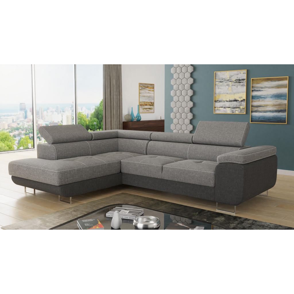 Thumbnail - Sofnet Ecksofa, Hellgrau, Grau, Textil, 5-Sitzer, Ottomane links, L-Form,Rechteckig, 273x203 cm, Wohnzimmer, Sofas & Cou...