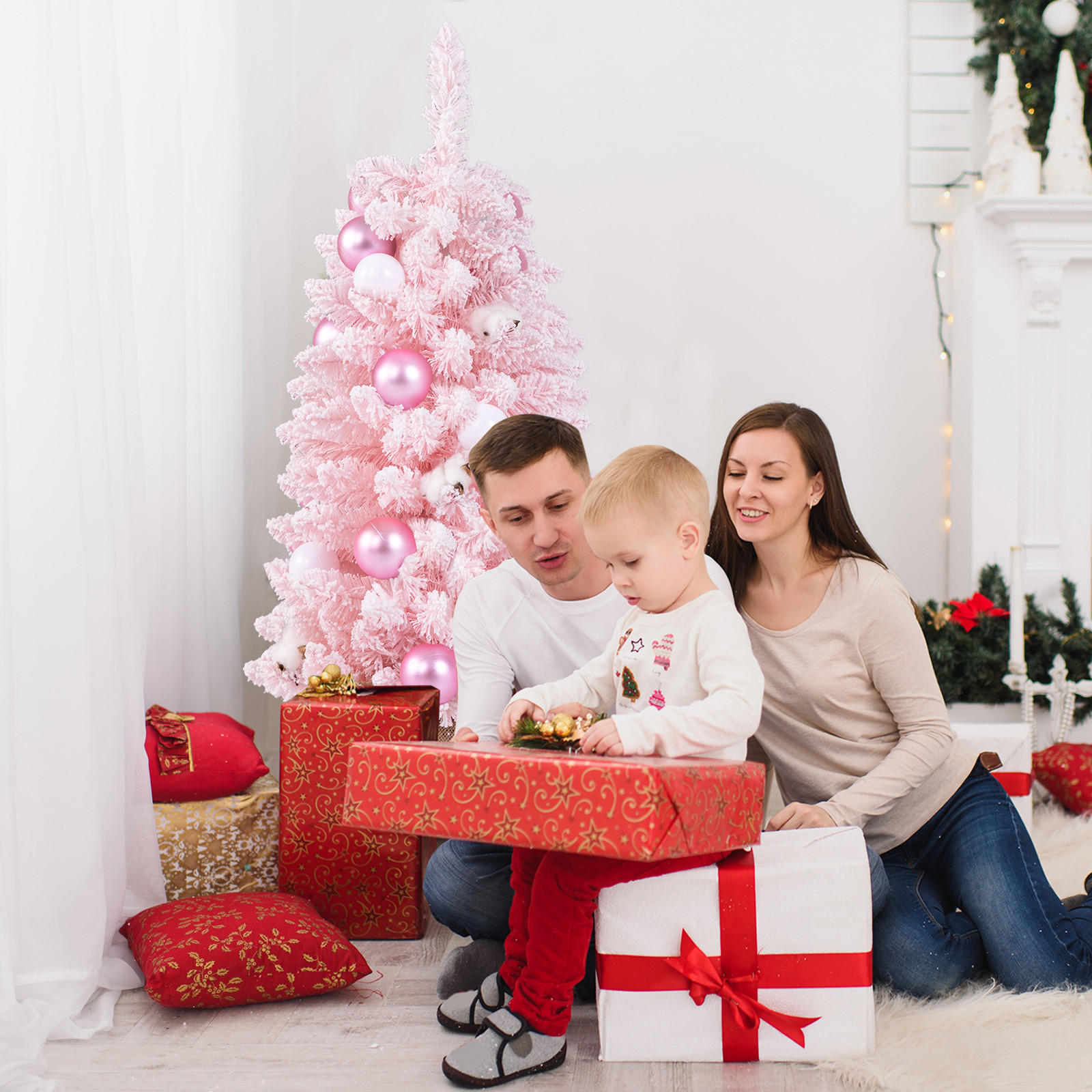 WEIHNACHTSBAUM Mini Pink - Pink, Kunststoff (90cm) - COSTWAY