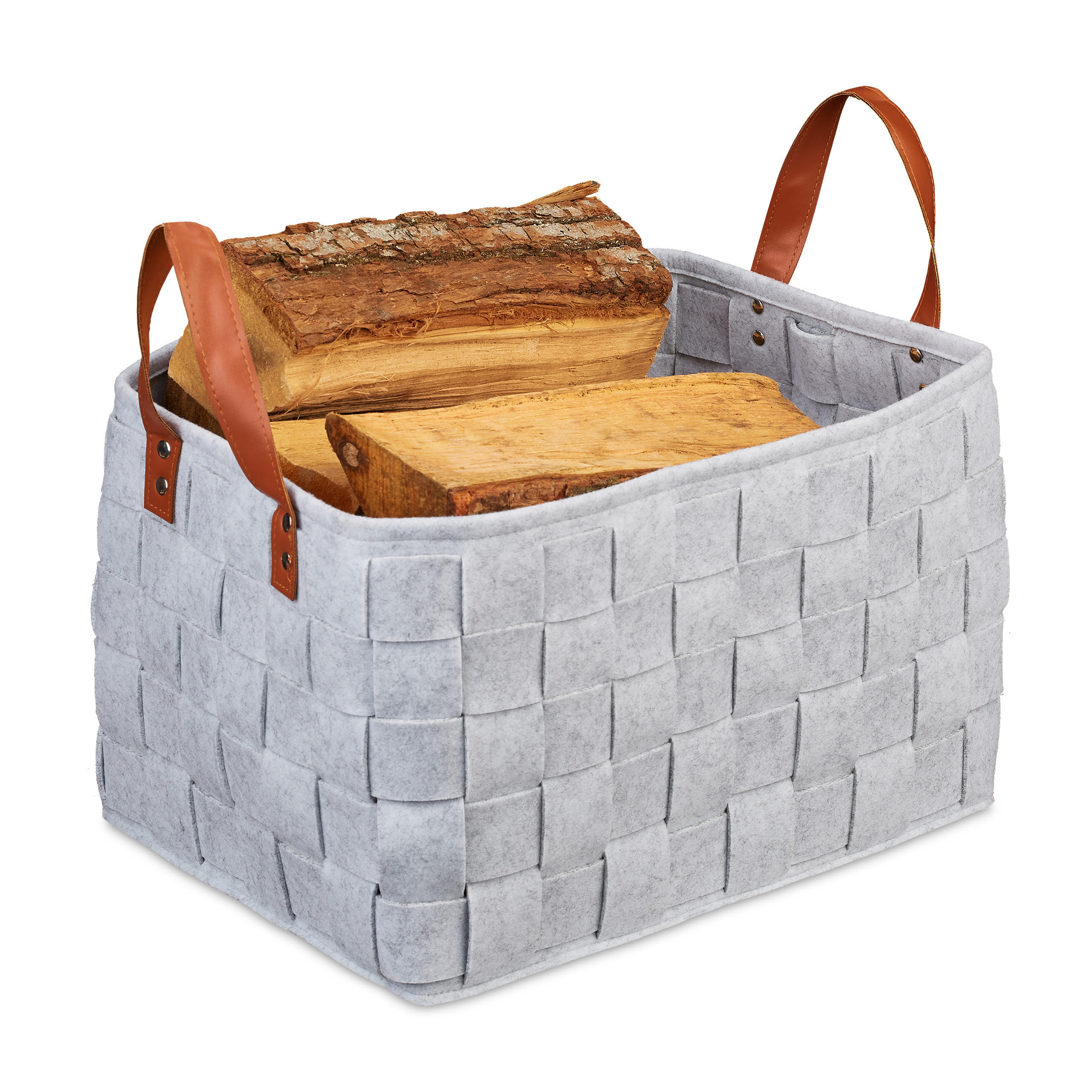 AUFBEWAHRUNGSKORB - Grau, Kunststoff/Textil (30/40/26cm) - Relaxdays