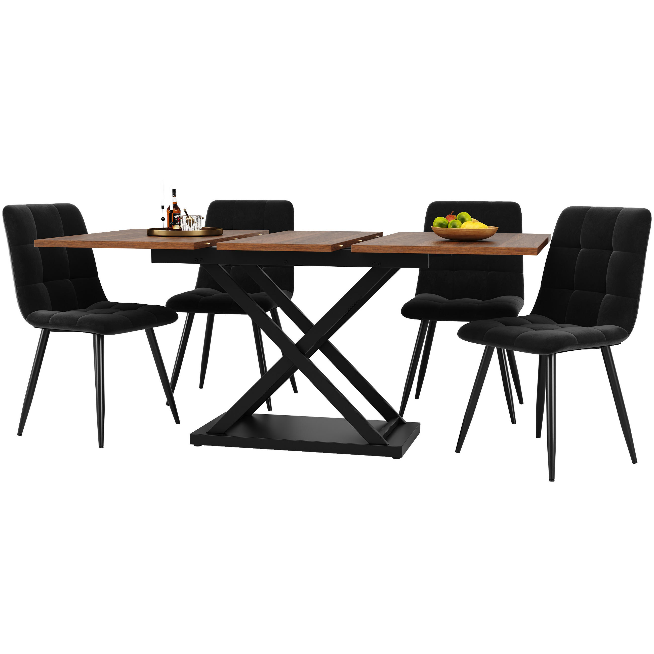 FLIEKS JÍDELNÍ SET 5D Rozkládací 160x80cm Ořech Samet