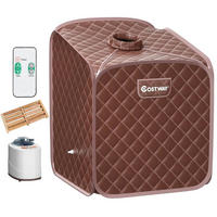 AMPFSAUNA Tragbare kaffee - Braun, Textil (85/106/84cm) - COSTWAY