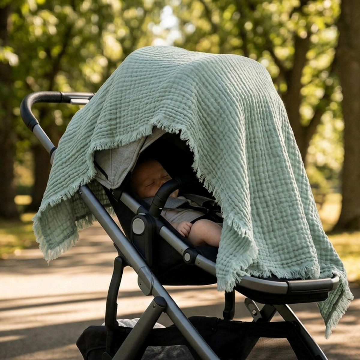 MUSSELINDECKE Babydecke Einschlagdecke Puckdecke Säuglingsdecke Stilltuch - Mintgrün, Textil (80/80cm) - nordic coast company