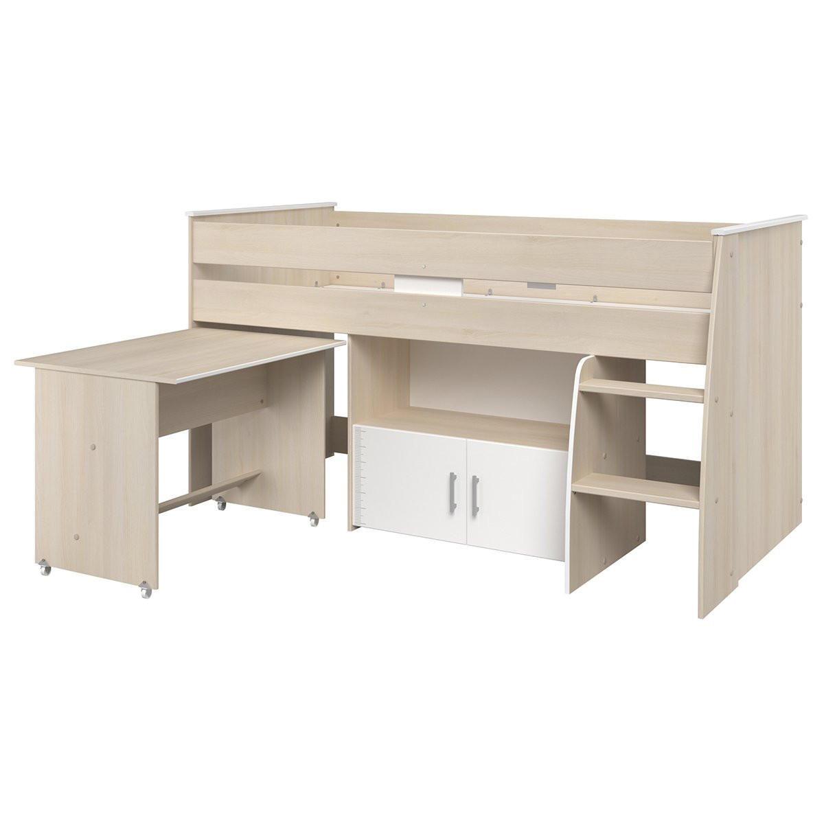 HOCHBETT mit Schreibtisch, Schlafplatz 90x200 cm - Charly - Apfelbaumfarben, Holzwerkstoff (90/200cm) - Calicosy