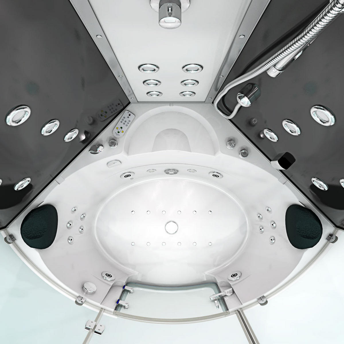 DAMPFDUSCHE Whirlpool K60-SW-EH-SC - Schwarz, Glas/Kunststoff (140/140/210cm) - AcquaVapore by Sandra Jentho