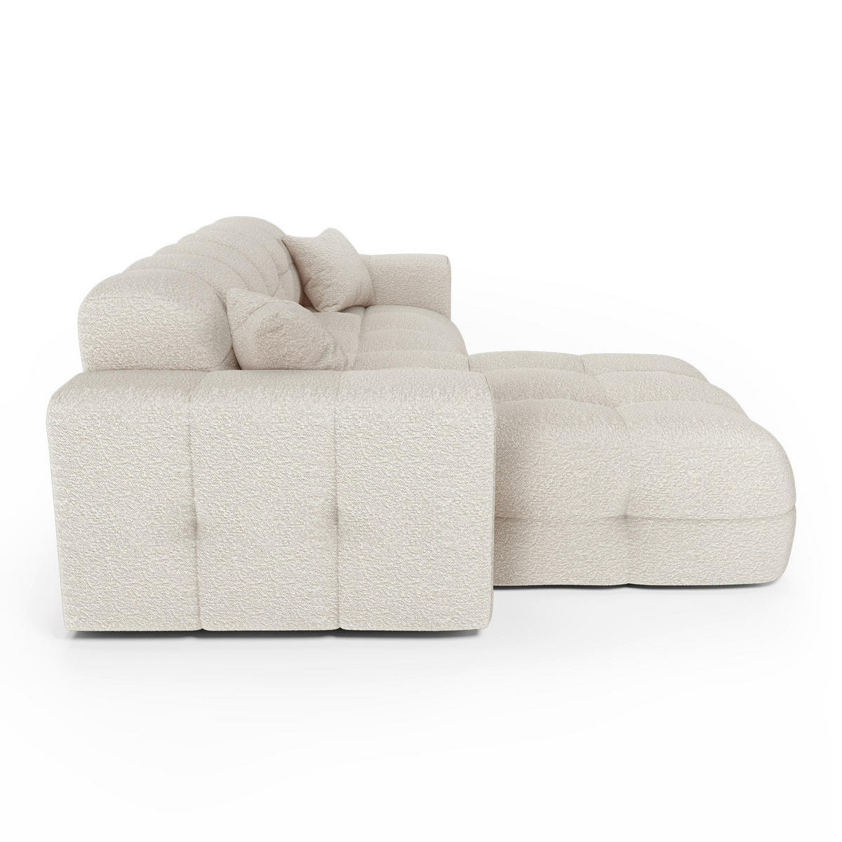 ECKSOFA (links) COCOON Frottee Creme 230cm - Creme, Textil (230/155cm) - Premium Interiors