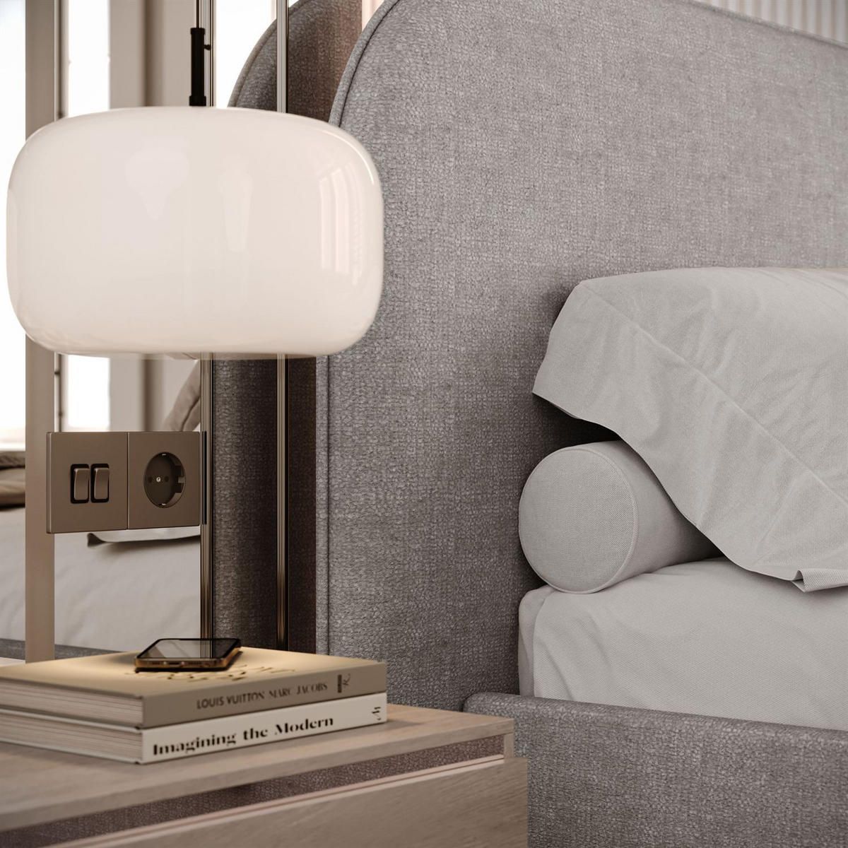 POLSTERBETT OLIMPIA mit Bettkasten 120x200, Perfect Harmony 80 - Hellgrau, Textil (120/200cm) - Lookway
