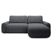 ECKSOFA Lelu Dunkelgrau beidseitig - Dunkelgrau/Schwarz, Kunststoff/Textil (245/165cm) - Selsey