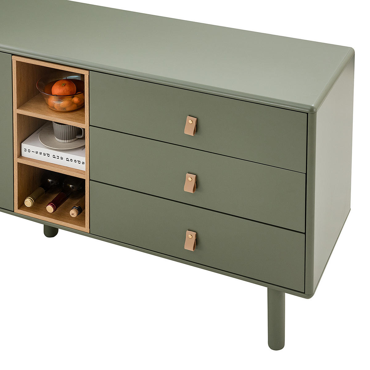SIDEBOARD - 180 cm - Braun/Olivgrün, Holz/Holzwerkstoff (180/75/40cm) - home24
