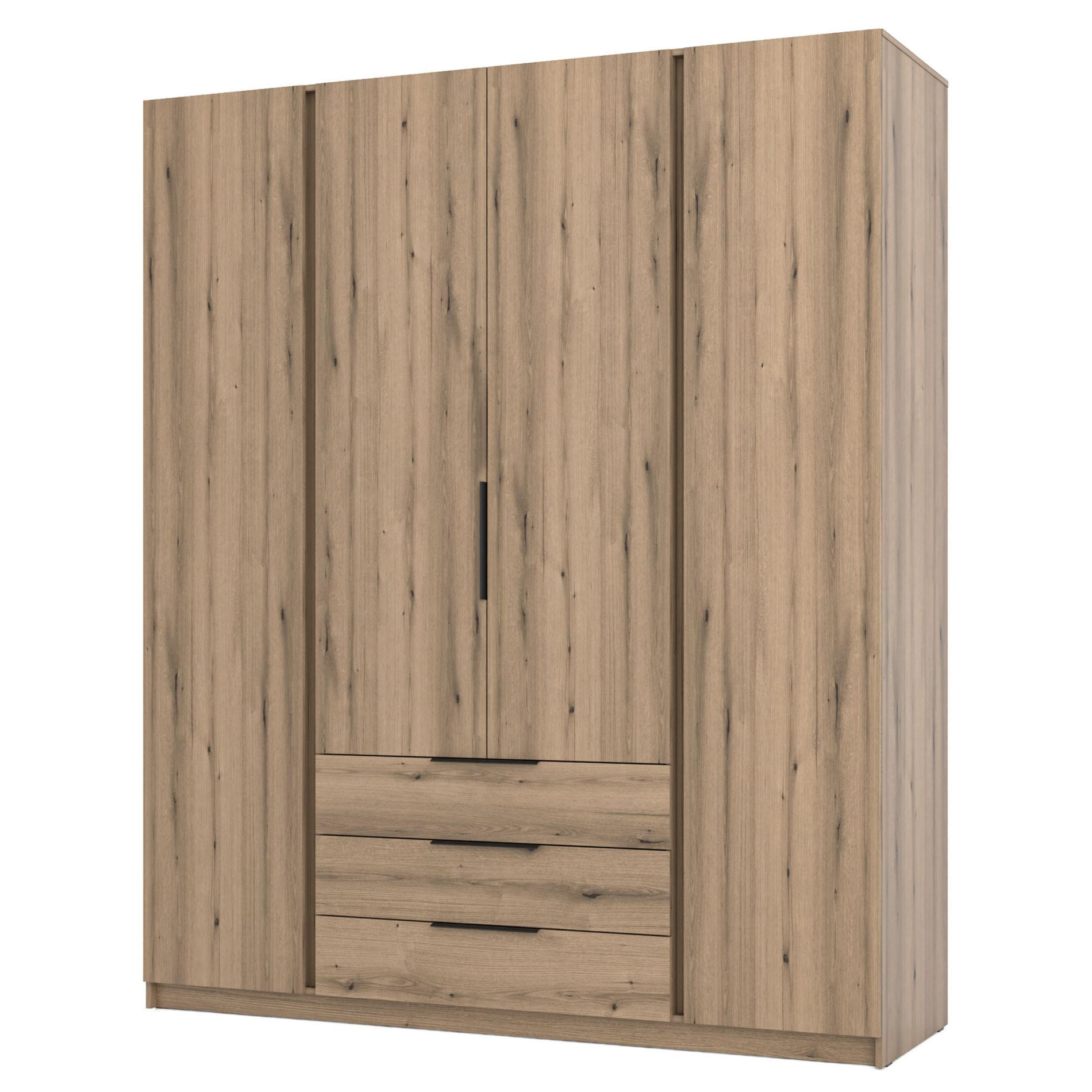 KLEIDERSCHRANK Kaja Eiche Evoke 200 cm - Eichefarben/Schwarz, Holzwerkstoff/Metall (200/239/61.9cm) - Selsey