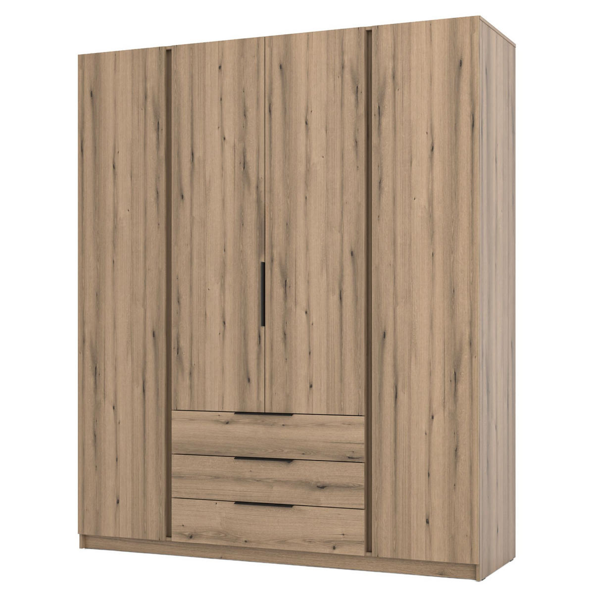 KLEIDERSCHRANK Kaja Eiche Evoke 200 cm - Eichefarben/Schwarz, Holzwerkstoff/Metall (200/239/61.9cm) - Selsey
