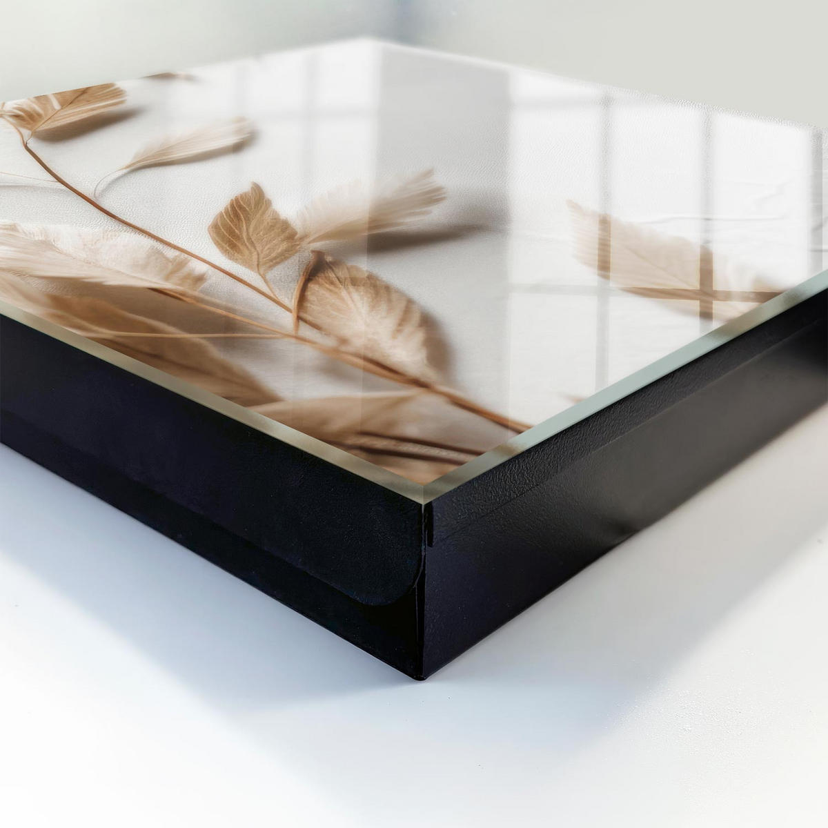 SCHLÜSSELBOX Schwarz 30x30 cm- Türöffnung nach rechts - Subtile Natur - Beige, Metall (30/30/5cm) - TULUP