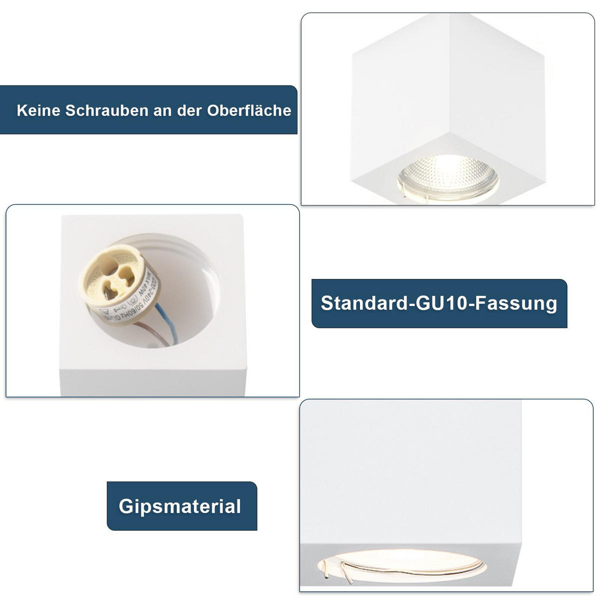 DECKENLEUCHTE Macri(4er-set) 7/7/7.5cm - Weiß, Keramik (7/7/7.5cm) - Nettlife