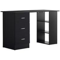 SCHREIBTISCH Schwarz mit 3 Schubladen und Regalfächern 120/49/72 cm - Schwarz, Holz (49/120/72cm) - PANGIVO