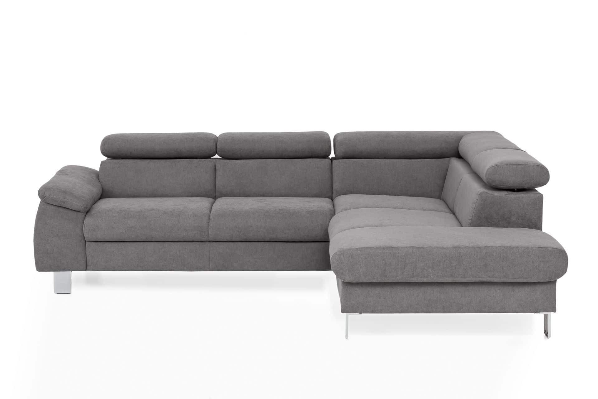 ECKSOFA mit Schlaffunktion und Bettkasten - Chromfarben/Grau, Holz/Textil (207/249cm) - Cotta