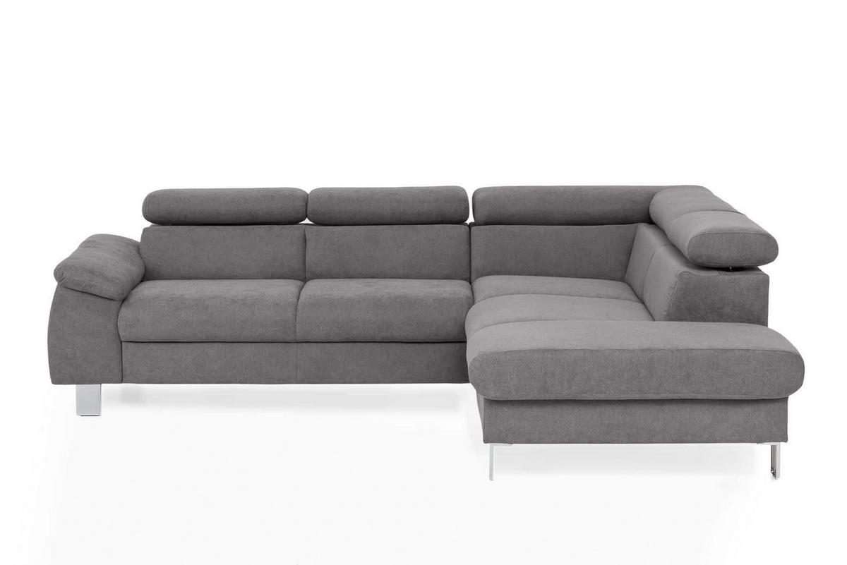 ECKSOFA mit Schlaffunktion und Bettkasten - Chromfarben/Grau, Holz/Textil (207/249cm) - Cotta