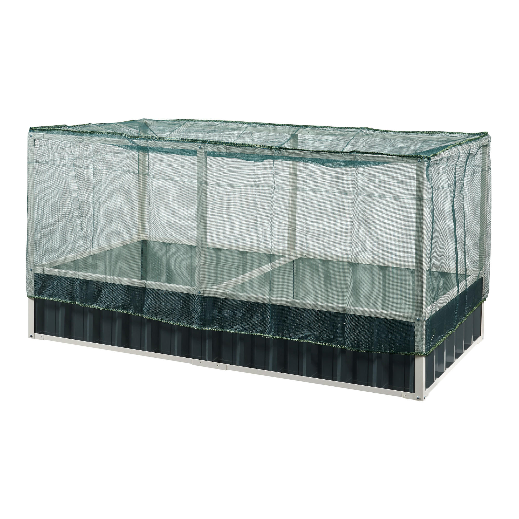 HOCHBEET Alblasserdam mit Netz - Anthrazit, Metall (174/88/90cm) - [en.casa]