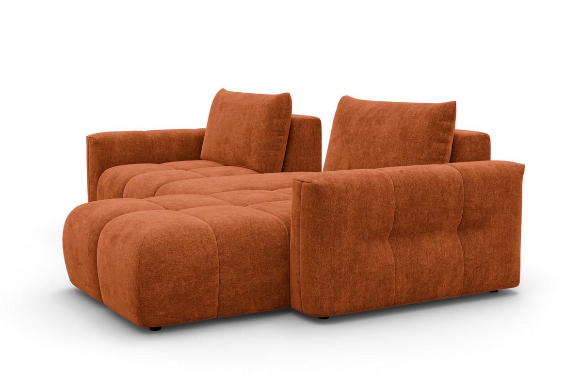 ECKSOFA VERONA 4-Sitzer RECHTS, Orange - Schwarz/Orange, Holz/Textil (282/173cm) - Courtois Laville