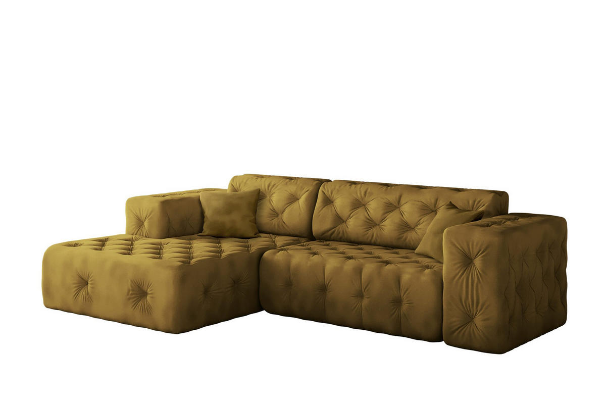 ECKSOFA L-Form Gesteppt LUX Stoff Whisper Links Golden - Goldfarben, Holz/Kunststoff (165/266cm) - Kaiser Möbel