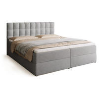 BOXBETT Detroit mit Topper 180/200 Hellgrau - Hellgrau, Holzwerkstoff/Textil (180/200cm) - Bromarkt
