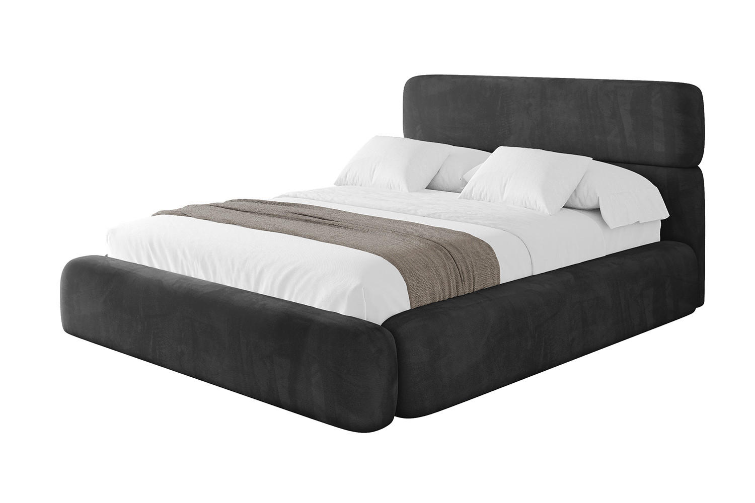 POLSTERBETT mit Bettkasten und Lattenrost, Boxbett ohne Matratze - ENORA 180x200 Schwarz - Schwarz, Holzwerkstoff/Textil (180/200cm) - ALTDECOR
