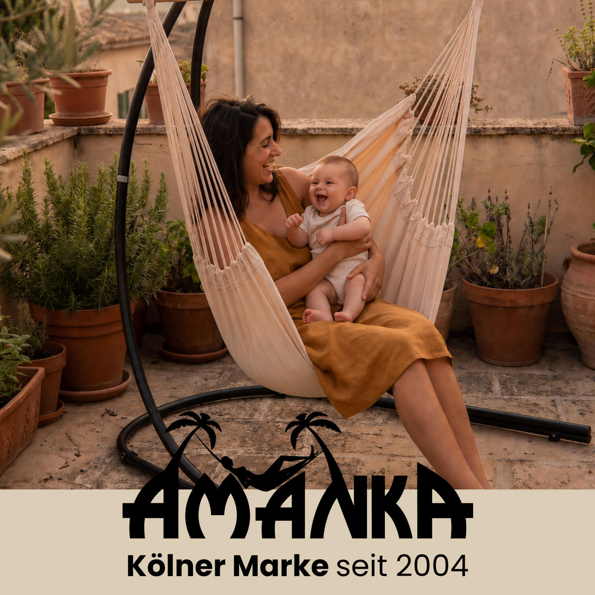 XL HÄNGESTUHL mit Gestell 210/140 cm, Beige/Schwarz - Beige, Textil (140/210/160cm) - Amanka