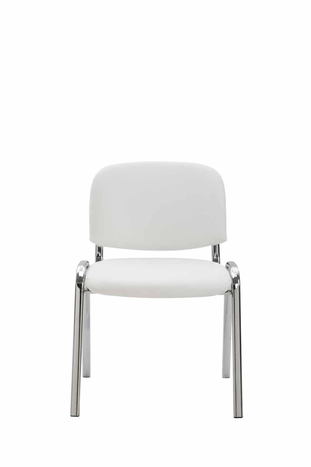 BESUCHERSTUHL Keen, Kunstleder mit Gestell in Chromoptik / Bezug Weiß - Chromfarben/Weiß, Textil/Metall (54/79/48cm) - TPFLiving