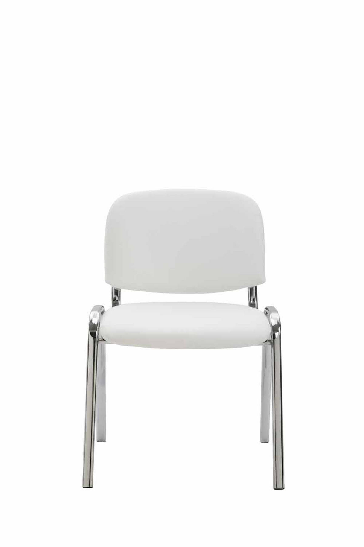 BESUCHERSTUHL Keen, Kunstleder mit Gestell in Chromoptik / Bezug Weiß - Chromfarben/Weiß, Textil/Metall (54/79/48cm) - TPFLiving