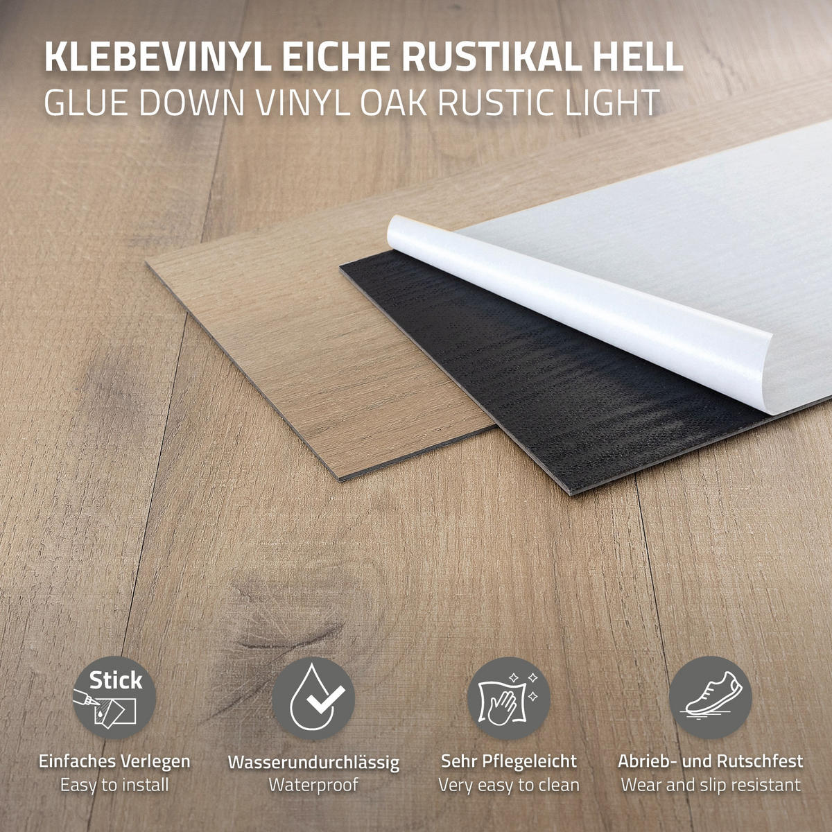PVC BODENBELAG selbstklebend 2,23m²/16 Dielen Vinylboden Holzoptik Eiche Rustikal Hell - Eichefarben, Kunststoff (91.5/15.3/0.2cm) - ML-DESIGN