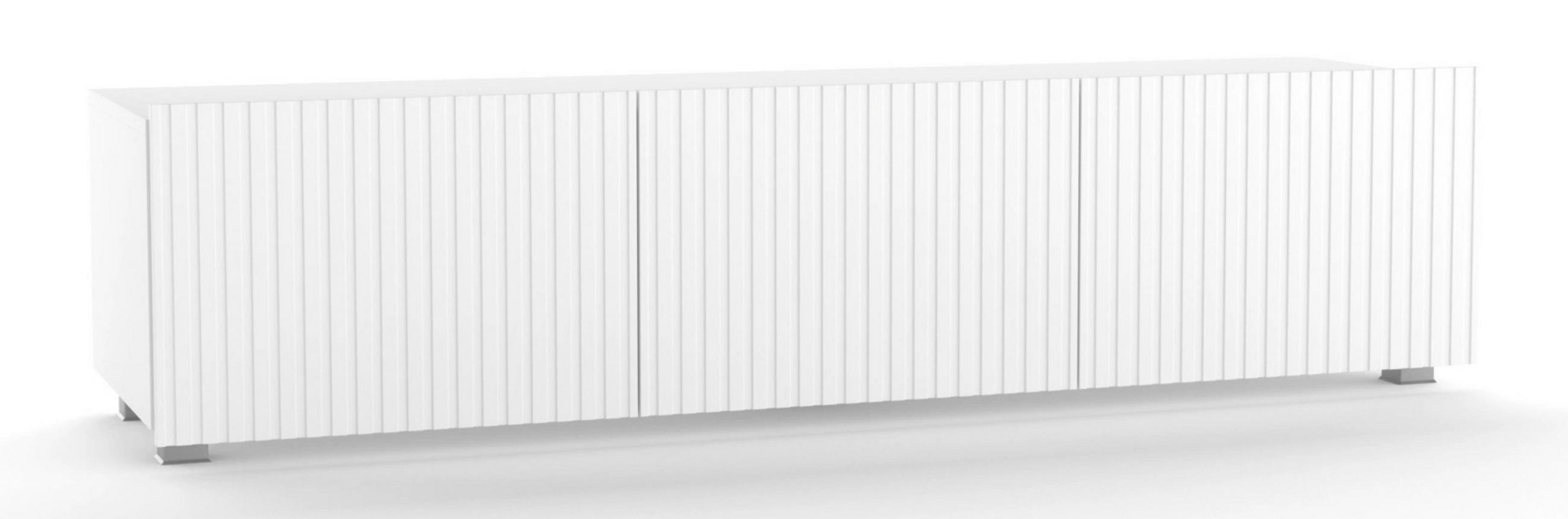 TV-LOWBOARD Kolder 150 cm Weiß mit geriffelten Fronten - Silberfarben/Weiß, Holzwerkstoff/Kunststoff (150/38/43cm) - Ravio