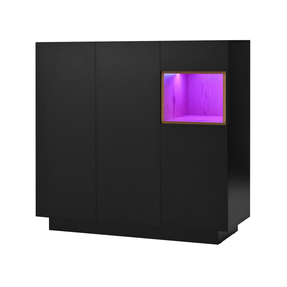 SCHUHSCHRANK 105/39,5/100,5 cm mit 16-farbiger LED-Beleuchtung, verstellbaren Einlegeböden und Schublade, Schwarz/Natur - Schwarz, Holzwerkstoff (105/100/39cm) - Redom