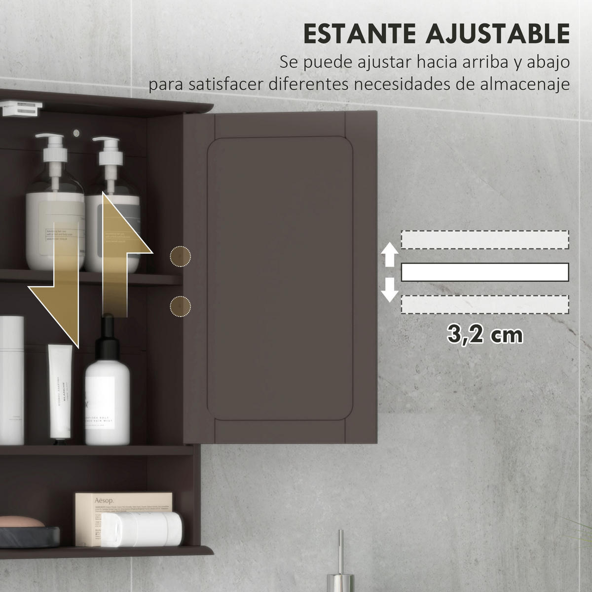 SPIEGELSCHRANK, Wandschrank mit 2 Türen, verstellbarem Einlegeboden, 56 x 13 x 58 cm ,Dunkelbraun - Dunkelbraun, Glas (56/58/13cm) - Vallsero