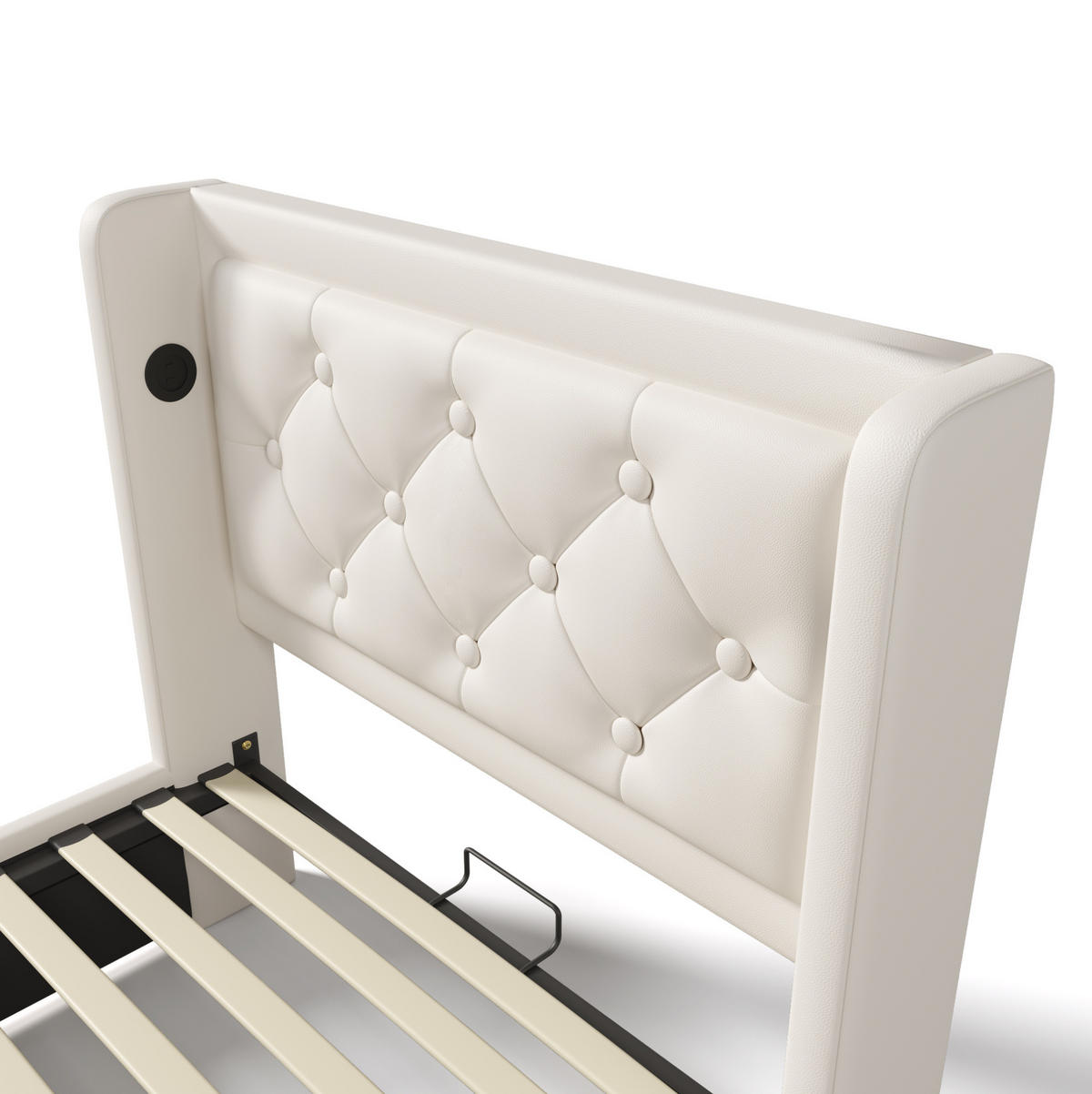 POLSTERBETT aus PU 90x200 cm Weiß mit Bettkasten, LED-Beleuchtung, USB-/USB-C-Anschlüssen und Matratze - Weiß, Leder (90/200cm) - IVMEU