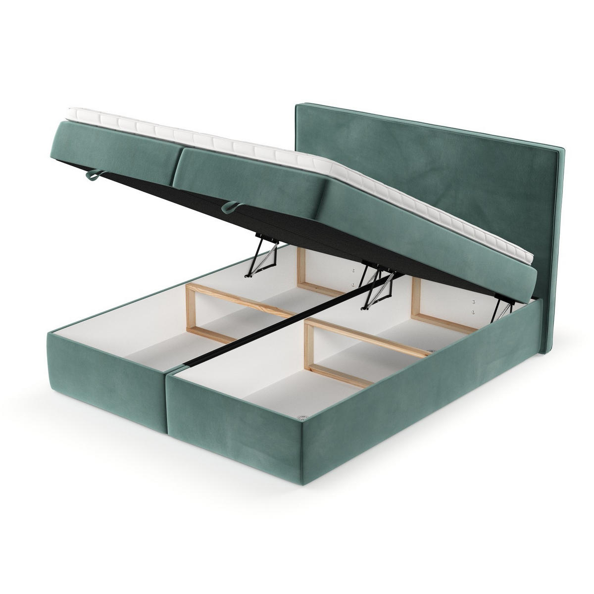 BOXBETT Velma 160/200 cm Türkis im Kronos Stoff - Türkis/Schwarz, Holz/Holzwerkstoff (160/200cm) - AltaBeds