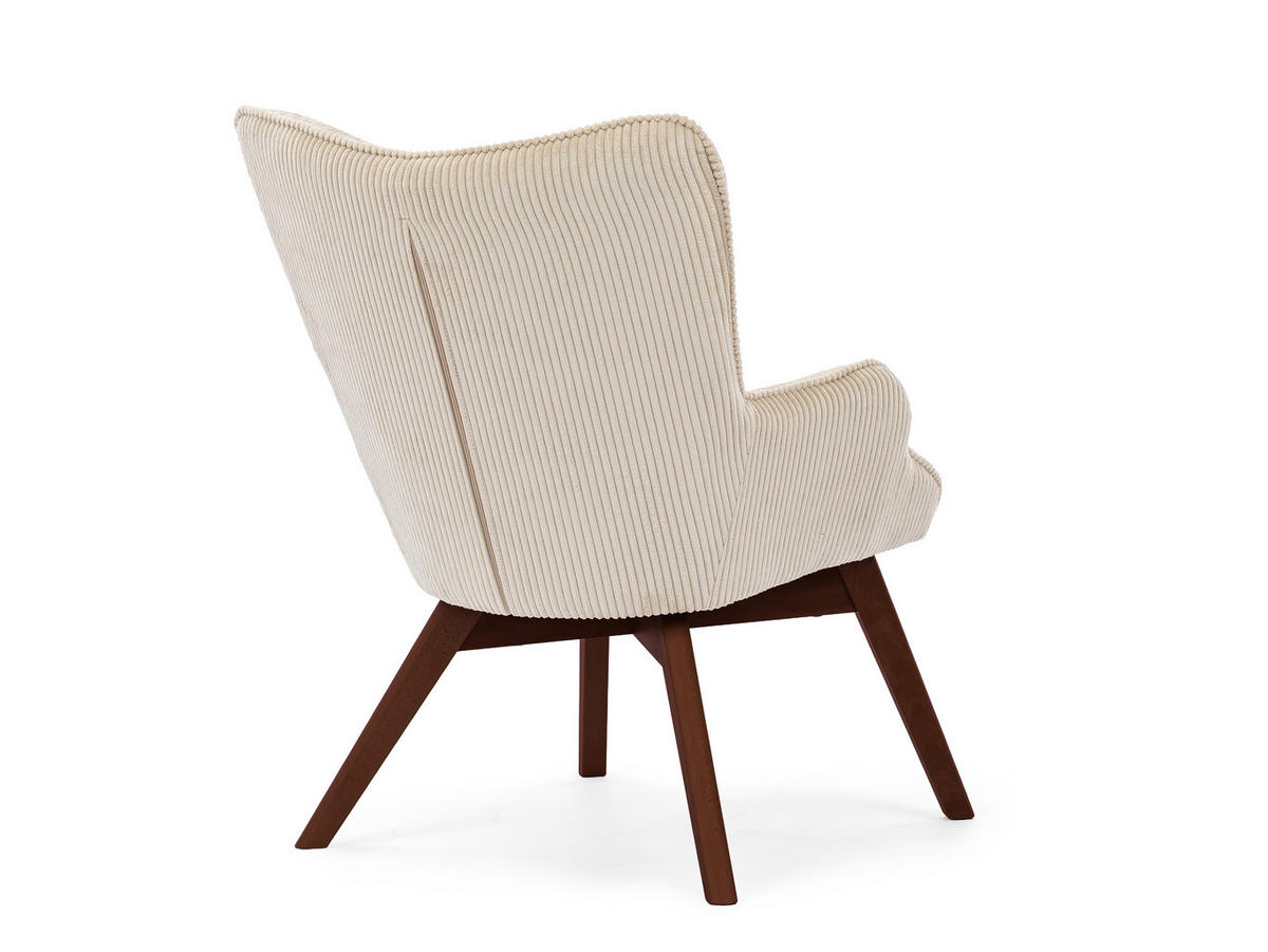 LOUNGESESSEL Lenari Beige Cordstoff mit Füßen in Braun - Beige/Braun, Holz/Textil (71/96/86cm) - S-Style Möbel