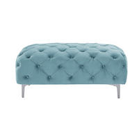 SITZHOCKER - 1 Person - Samt, Stoff - Hellblau - EDWINA - Hellblau, Textil (103/44/62cm) - Vente-Unique