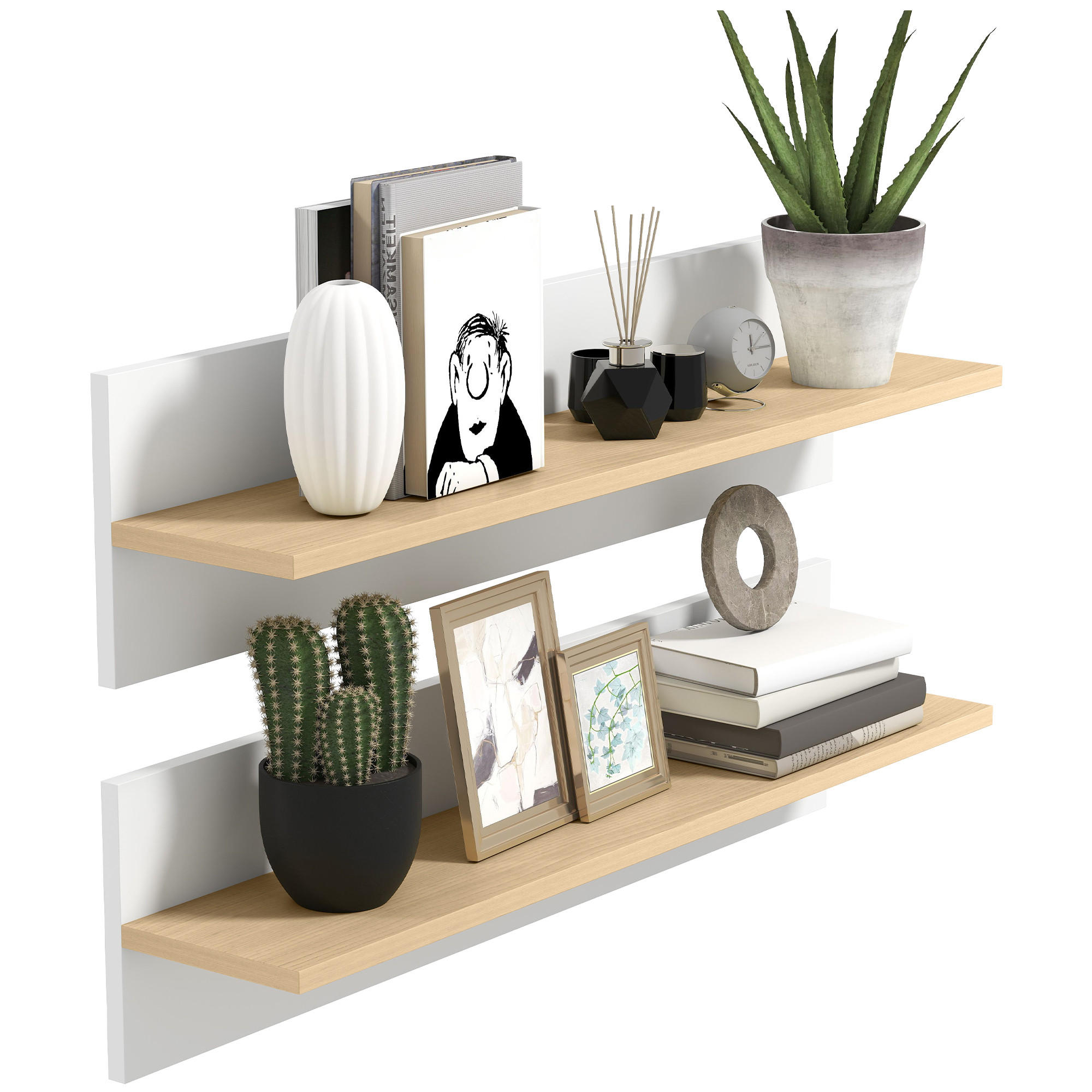 WANDBOARD DE-08861 2er-Set, Schweberegal, 80 cm Naturholz - Naturfarben, Holzwerkstoff (80/20/16.5cm) - ComfortXL