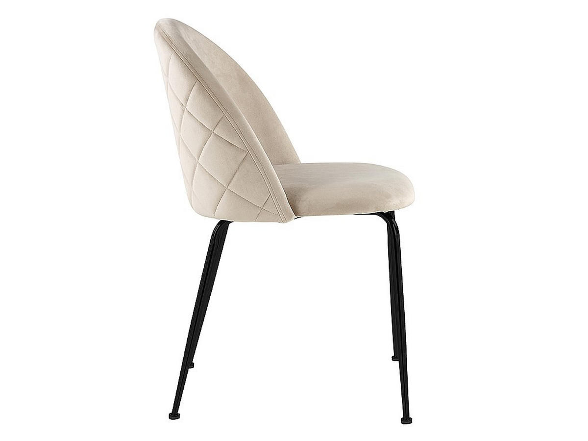 STUHL 6er-Set - Samt & Schwarzes Metall - Beige - MELBOURNE - Beige, Textil (50/77/55cm) - Vente-Unique