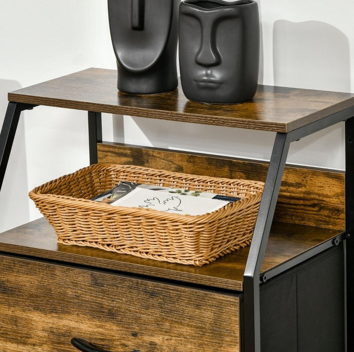 KOMMODE 44/92/29 cm Braun aus Polyester und Stahl mit 3 Schubladen - Braun, Holzwerkstoff (29/92/44cm) - OKMYHOME