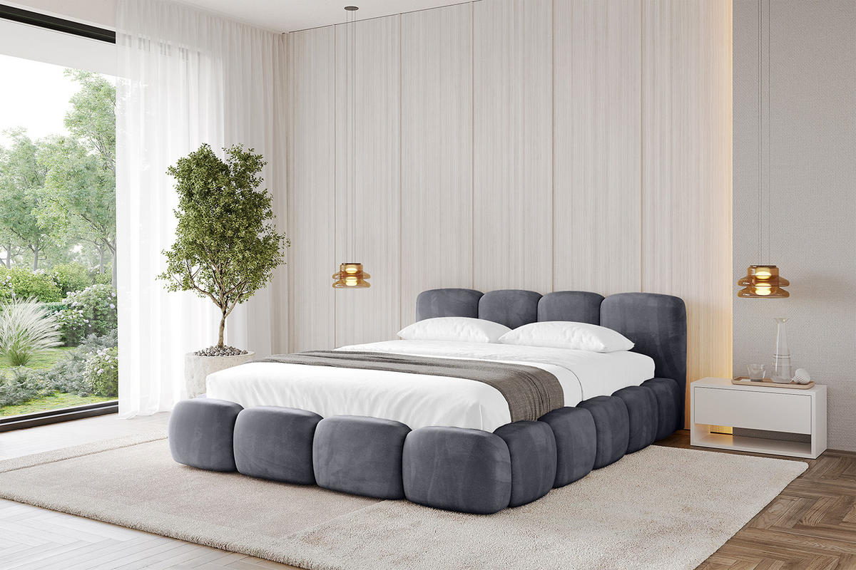 POLSTERBETT mit Bettkasten und Lattenrost, Bett mit Matratze H3/H4 - KALA-v1 180x200 Dunkelgrau - Dunkelgrau, Holzwerkstoff/Textil (180/200cm) - ALTDECOR