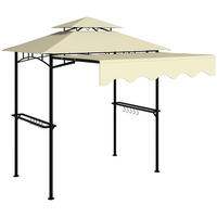 GRILLPAVILLON 242x232x248 cm wasserabweisend flammhemmend Gartenpavillon mit Doppelschichtdach Beige - Beige, Metall (242/248/232cm)