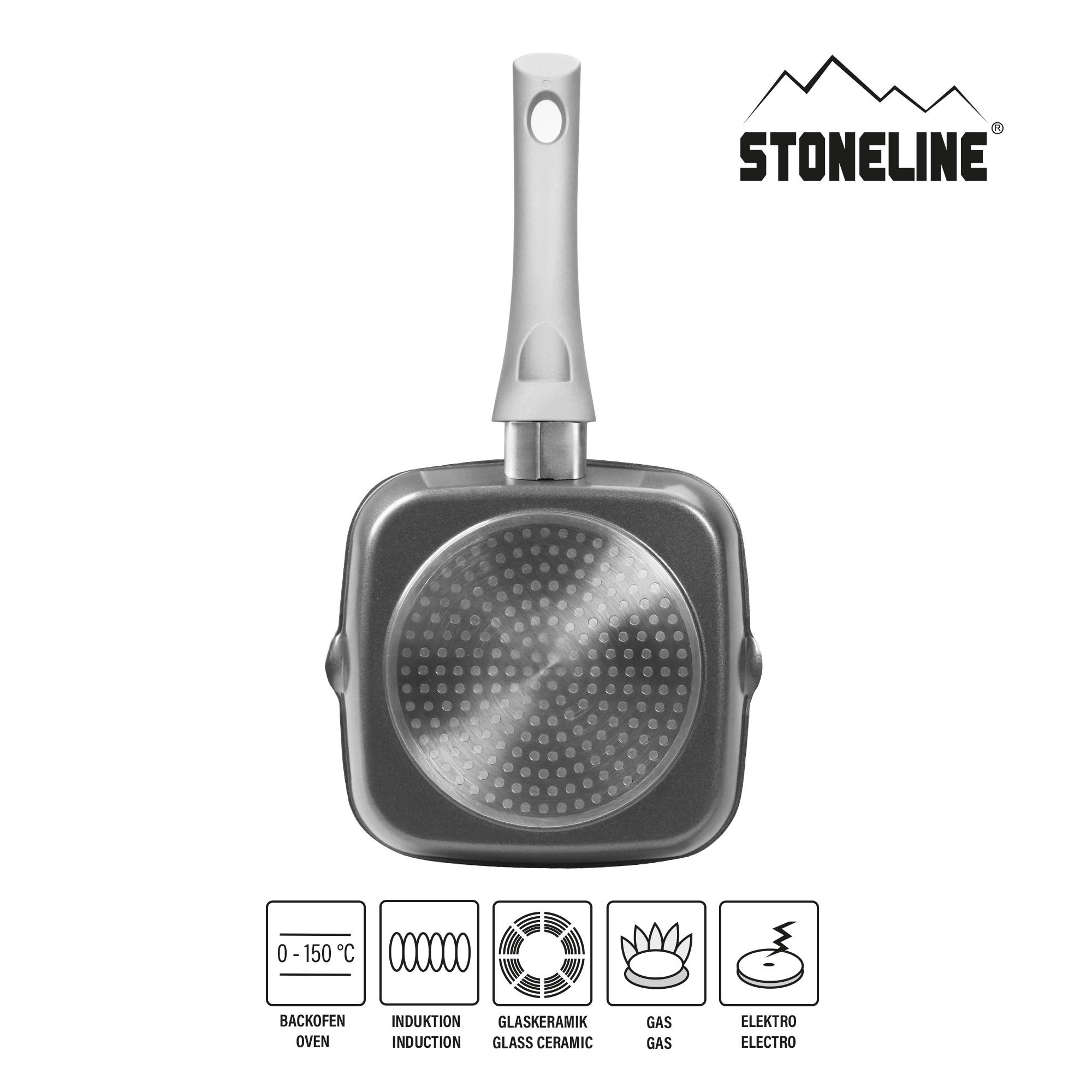 GRILL-ECKPFANNE - Grau, Metall (16cm) - Stoneline