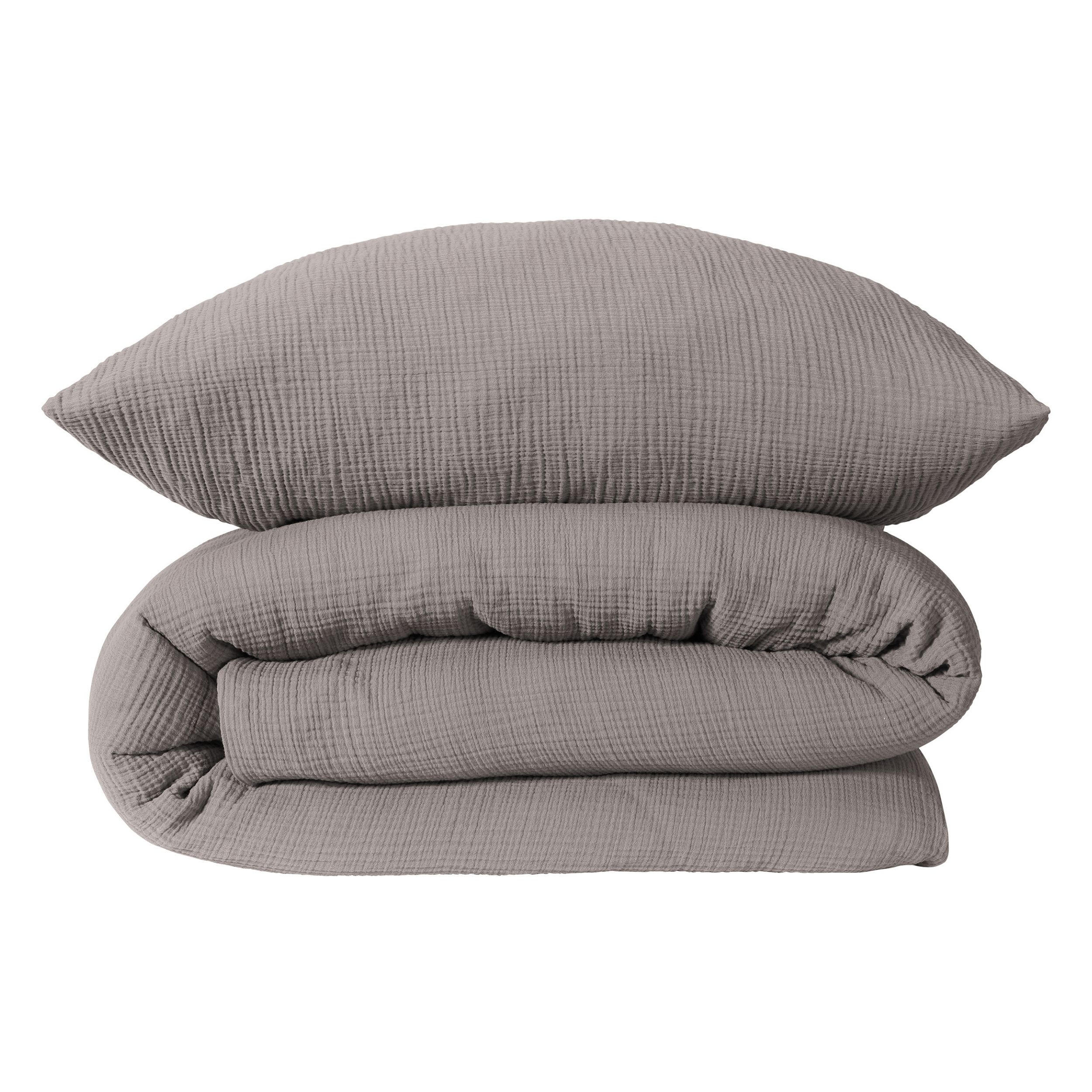 BETTWÄSCHESET Molly - Musselin - 2-teilig - 155x220 cm - Grau - Grau, Textil (155/220cm) - SCHIESSER