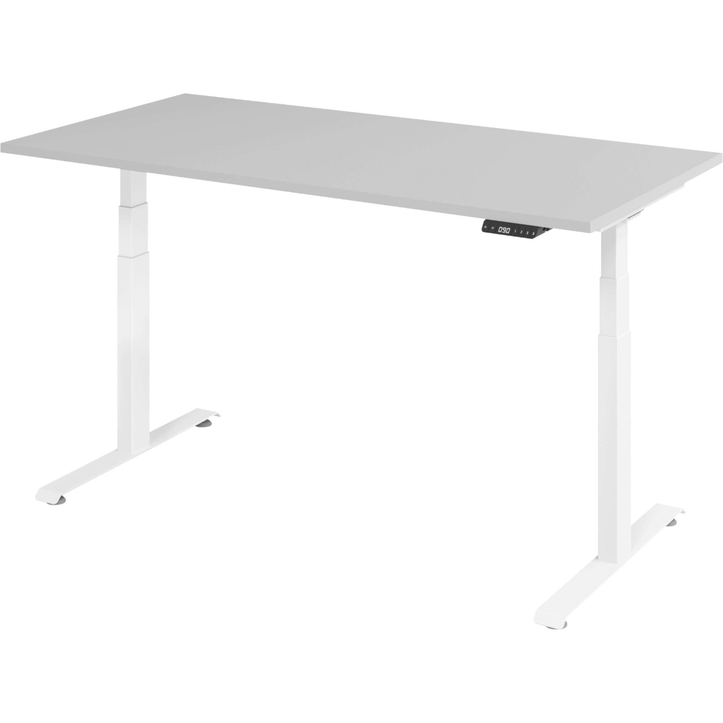 SCHREIBTISCH elektrisch 80/160/74 cm in Grau/Weiß - Weiß/Grau, Holzwerkstoff (80/160/74cm) - bümö