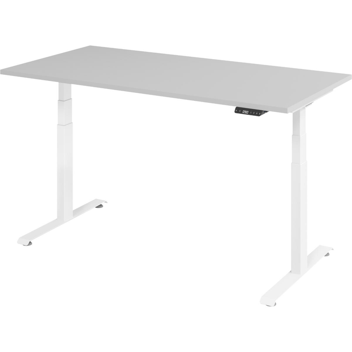 SCHREIBTISCH elektrisch 80/160/74 cm in Grau/Weiß - Weiß/Grau, Holzwerkstoff (80/160/74cm) - bümö