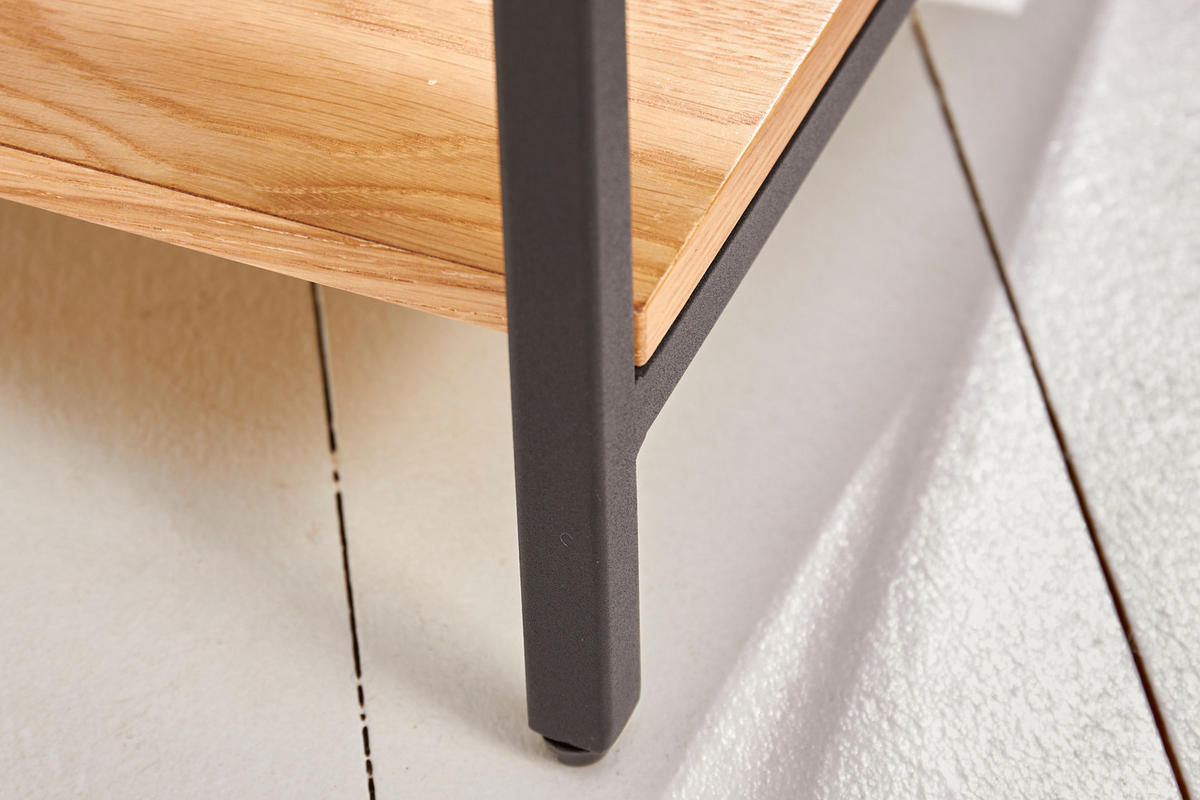NACHTTISCH ELEMENTS Eiche Natur 50 cm - Schwarz/Naturfarben, Holz/Metall (40/50/35cm) - riess-ambiente