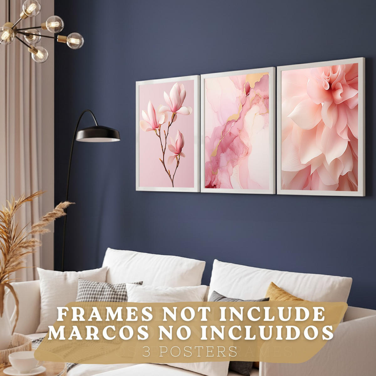 PLAKAT Sada 3 Fuchsia Pink A3 bez rámu - čirá, papír (29.7/1/42cm) - Nacnic